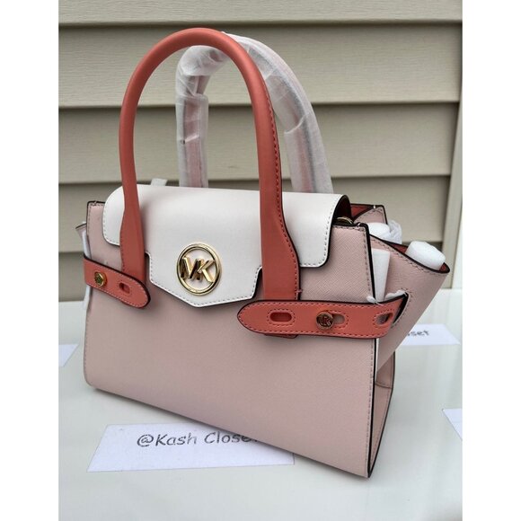 Michael Kors carmen satchel medium purse color block belted saffiano leather - Picture 3 of 10